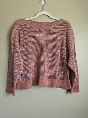 Old Navy Pink Marled Open-Stitch Pullover Sweater